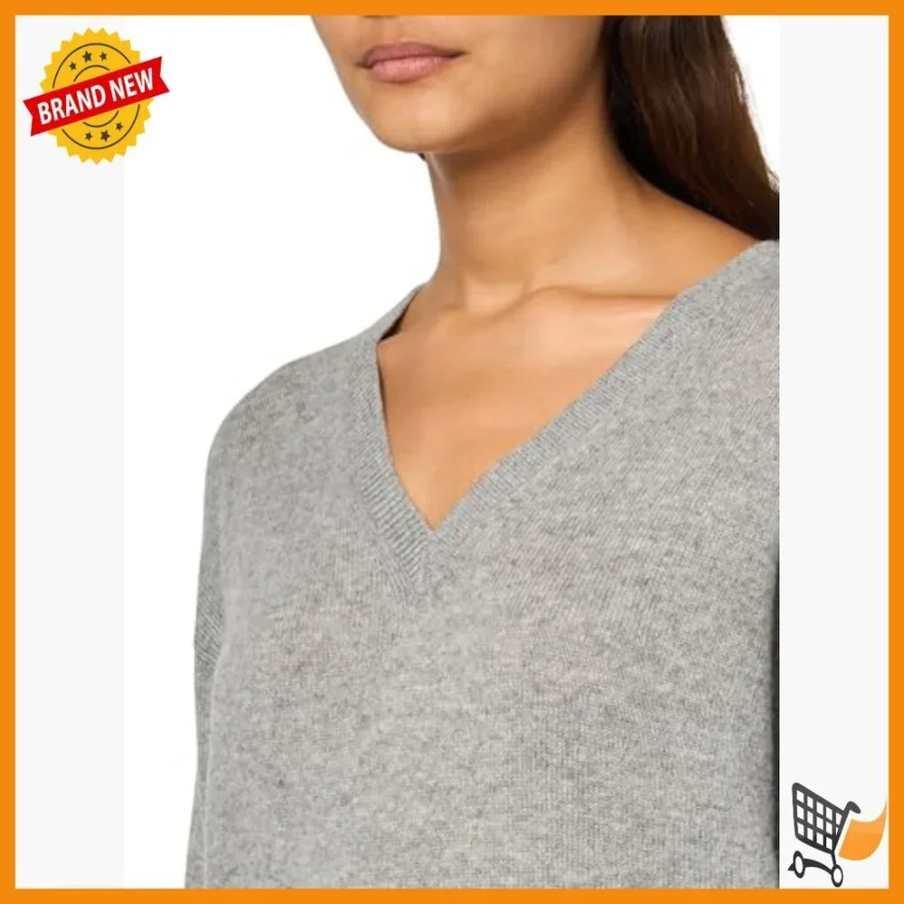 Long Sleeve V-Neck Cashmere Pullover Sweater, Ribbed Trim, Dry Clean